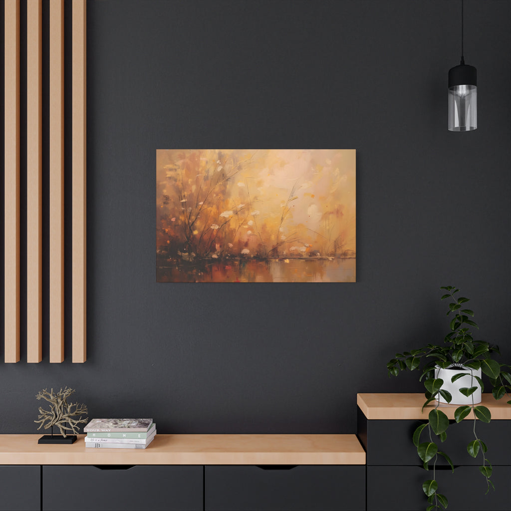 Golden Meadow Abstract Wall Art - Stretched Canvas