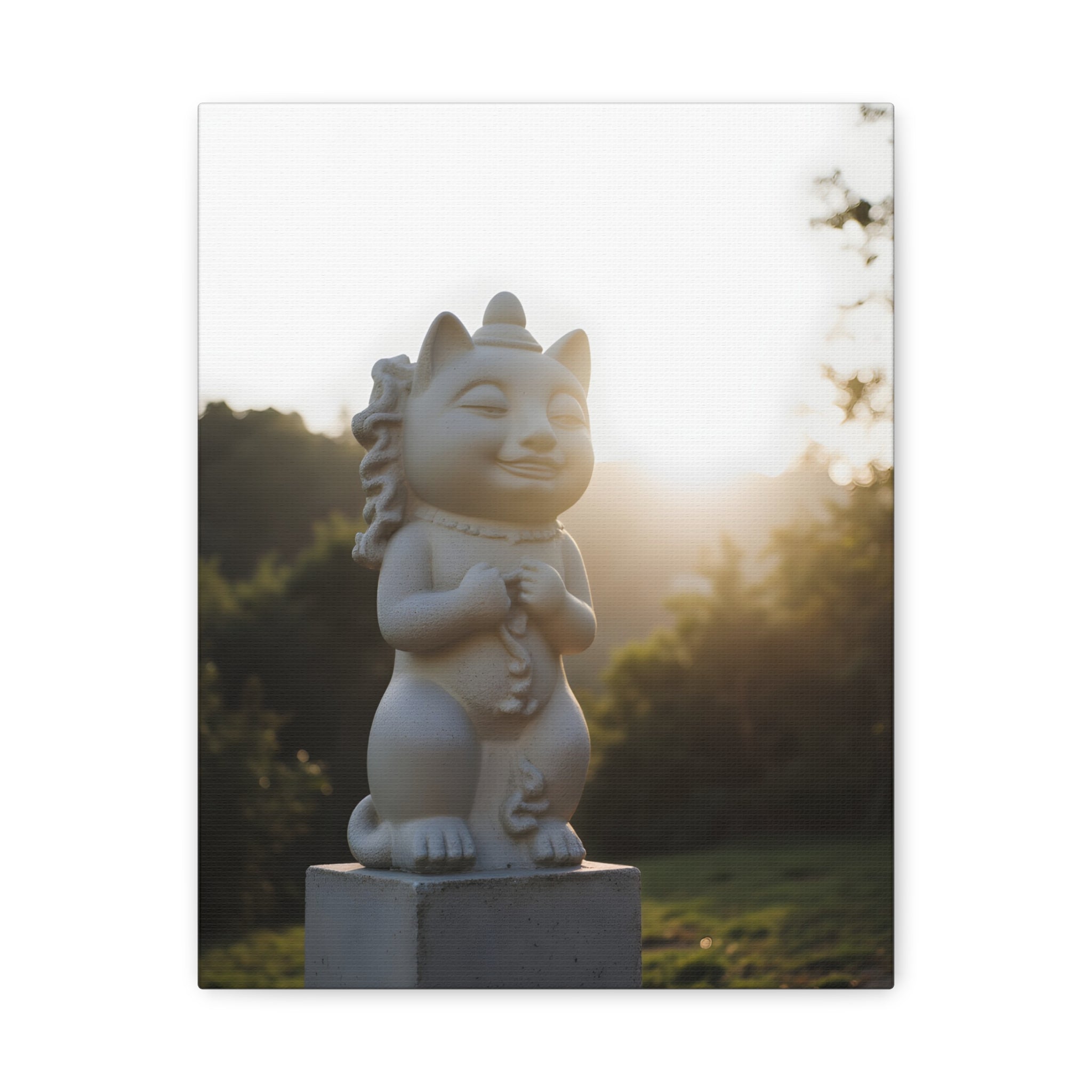 Sunlit Lucky Cat Wall Art - Stretched Canvas