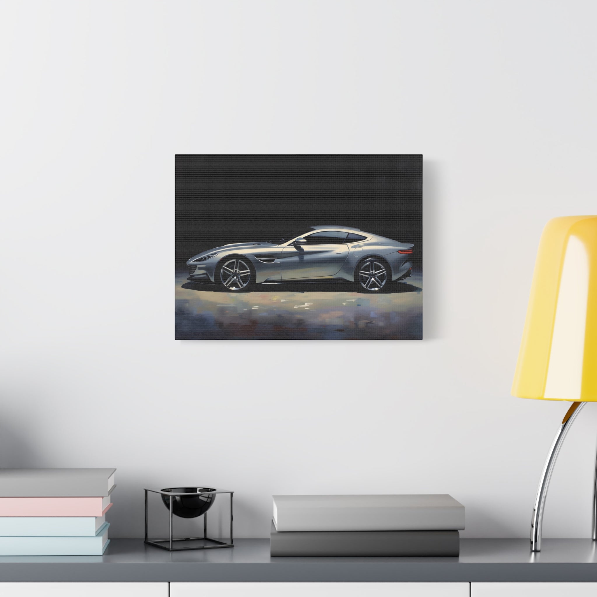 Silver Sports Car Matte Canvas Print — Modern Automotive Wall Art