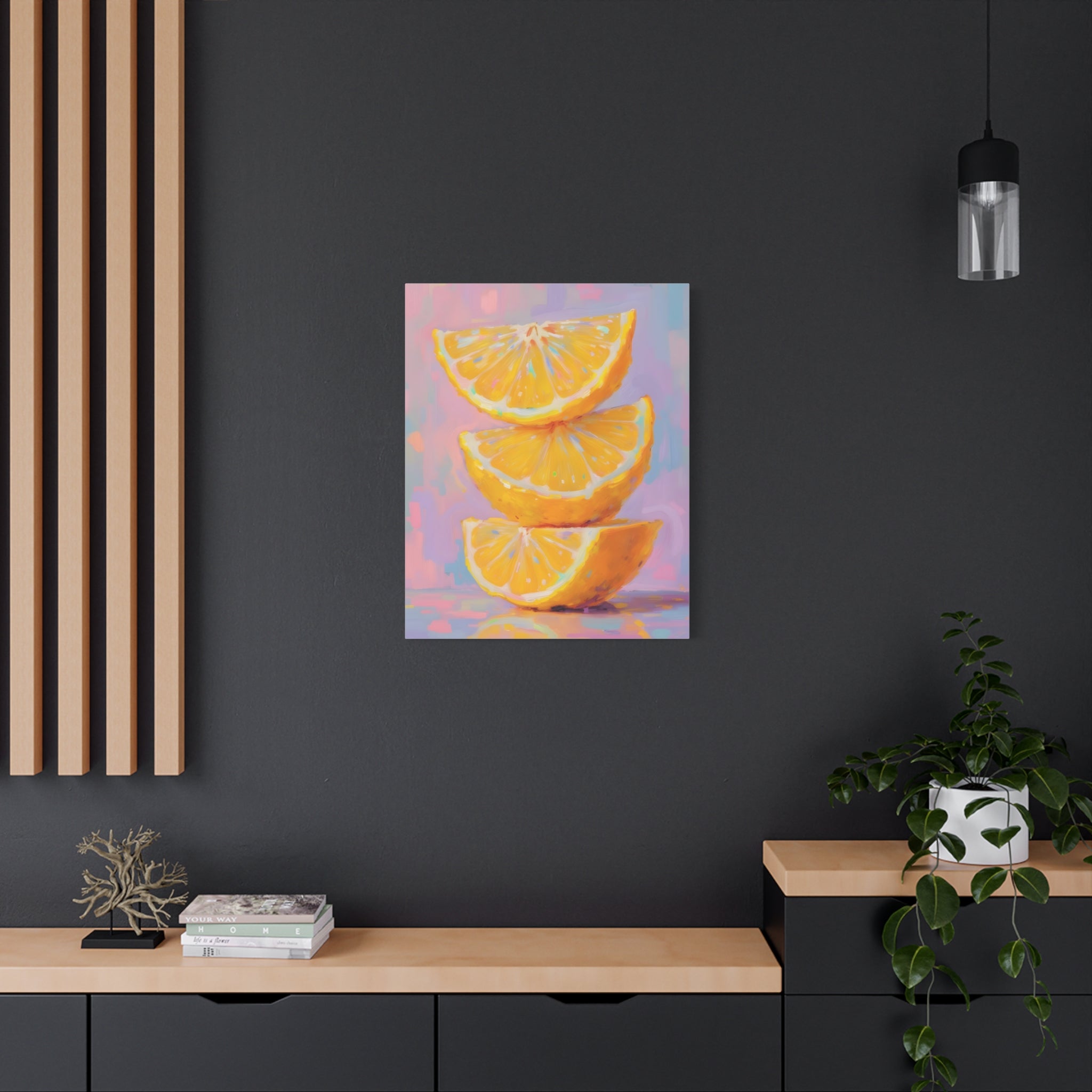 Citrus Slice - Stacked Lemon Wall Art - Stretched Canvas