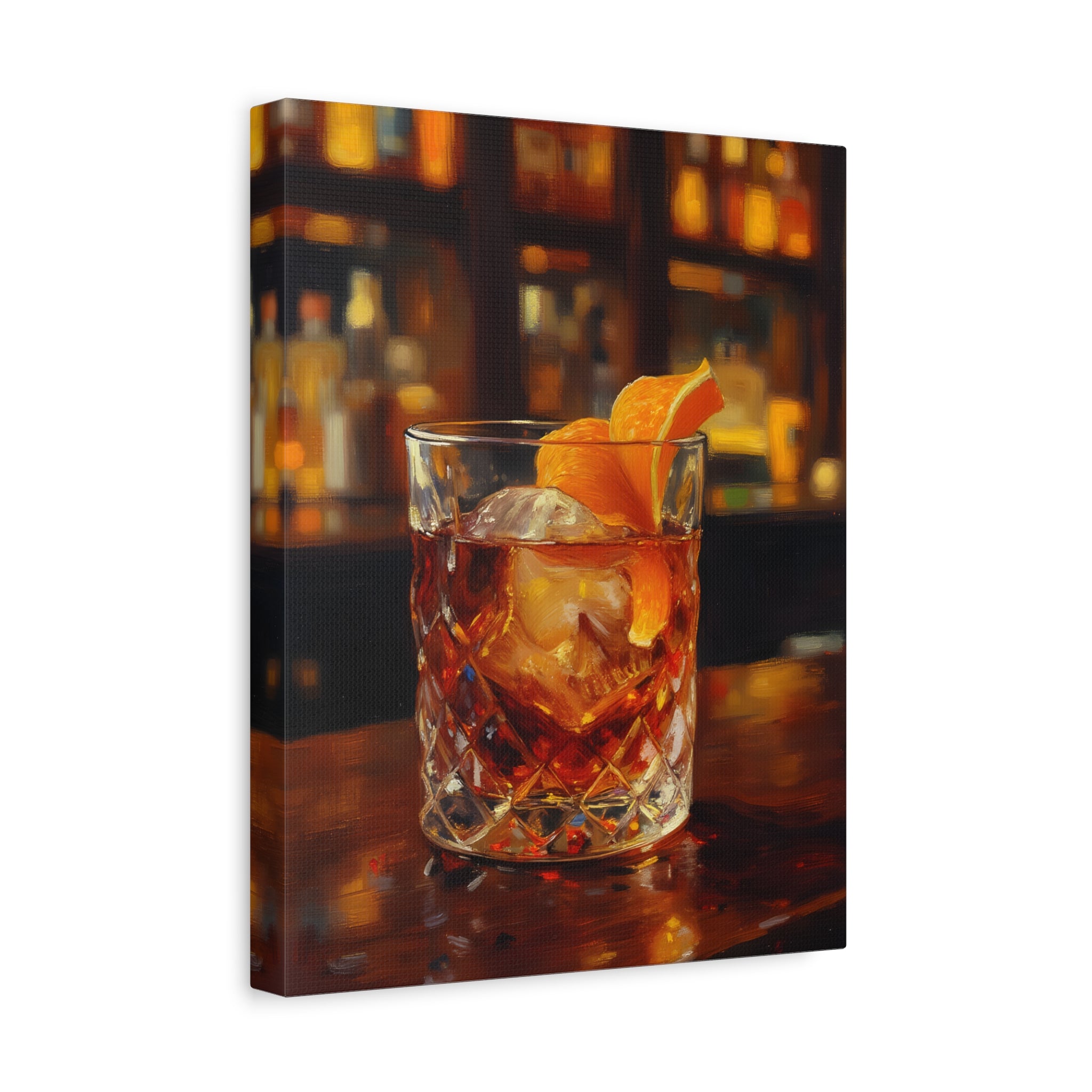 Whisky on Ice Wall Art -  Bar & Home Decor - Stretched Canvas