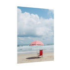Sun-drenched beach memory with beach chair and umbrella - Poster