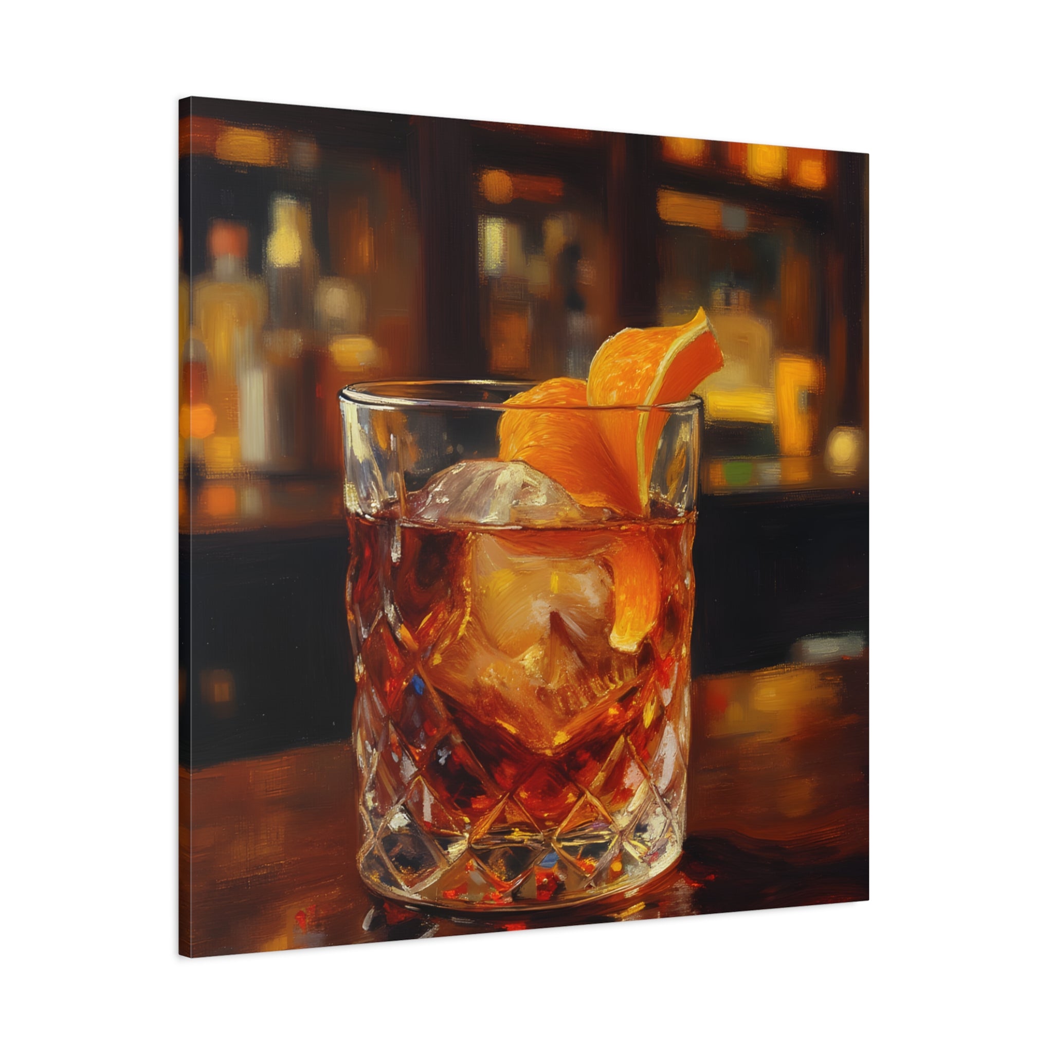 Whisky on Ice Wall Art -  Bar & Home Decor - Stretched Canvas
