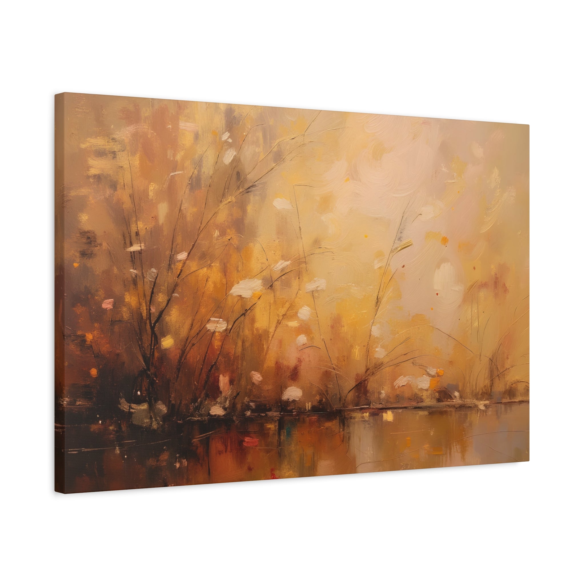 Golden Meadow Abstract Wall Art - Stretched Canvas