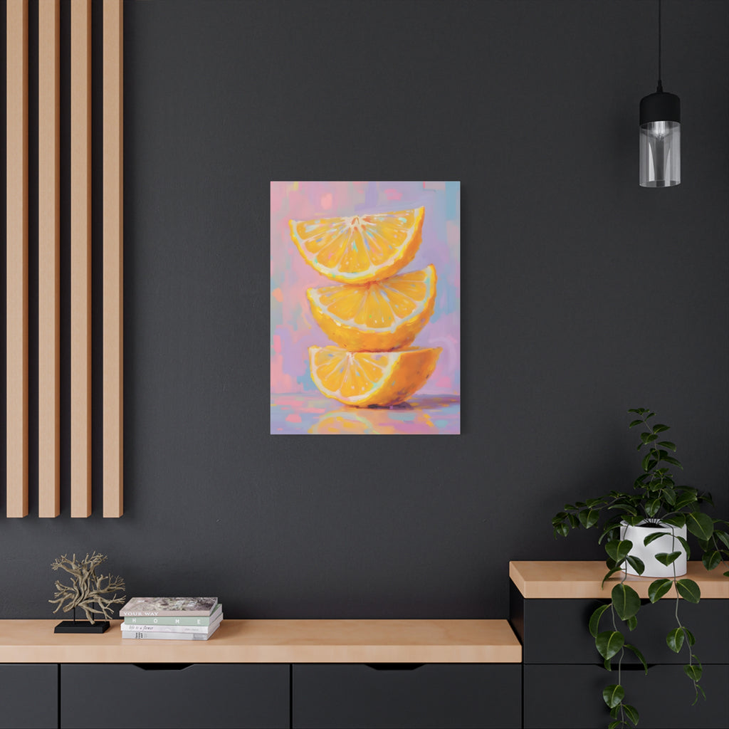 Citrus Slice - Stacked Lemon Wall Art - Stretched Canvas