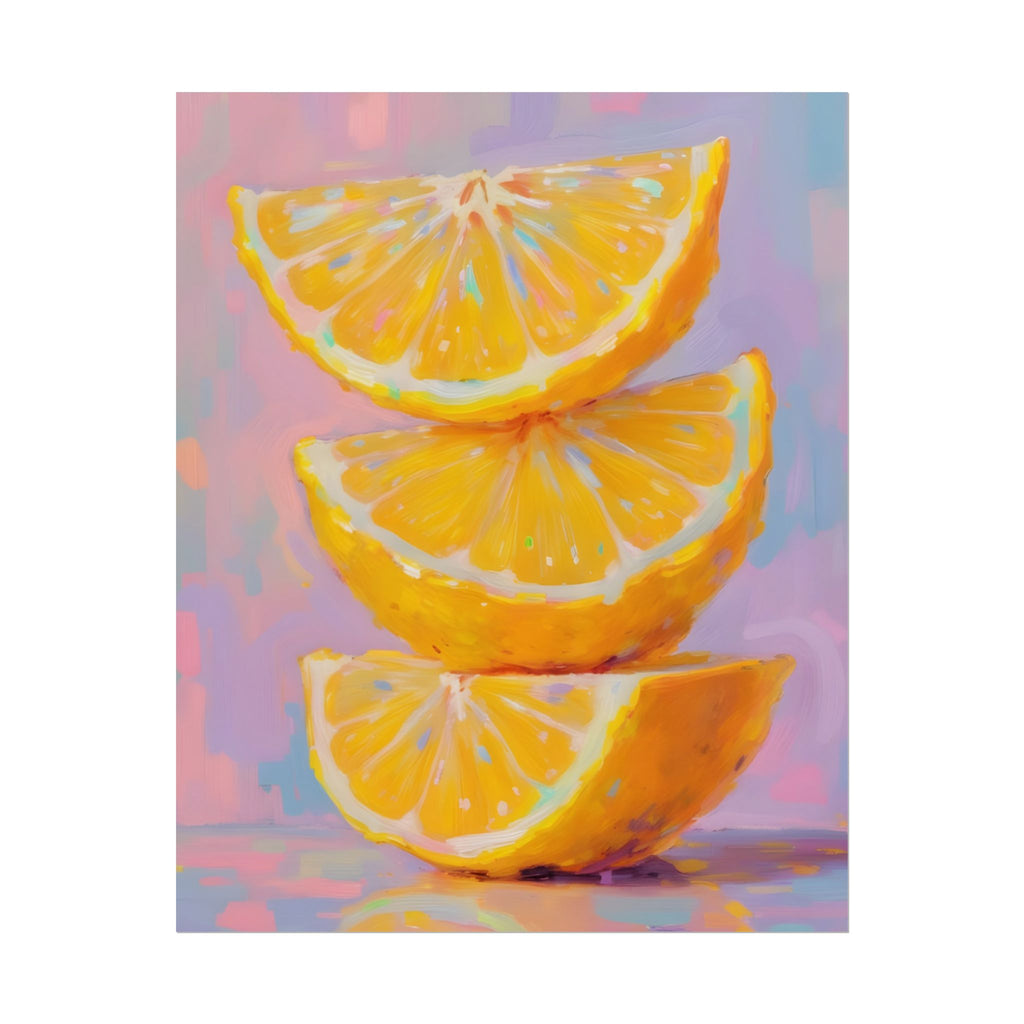 Citrus Slice - Stacked Lemon Wall Art - Stretched Poster