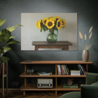 Sunflowers in Green Pitcher Wall Art - Stretched Canvas