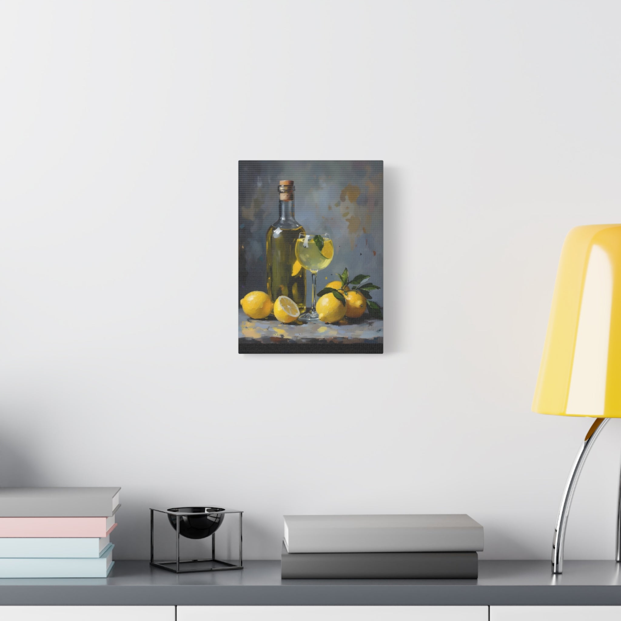 Limoncello with lemons Still Life Matte Canvas Wall Art