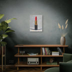 Red Lipstick Canvas Art — Cosmetic Pop Still Life Wall Decor