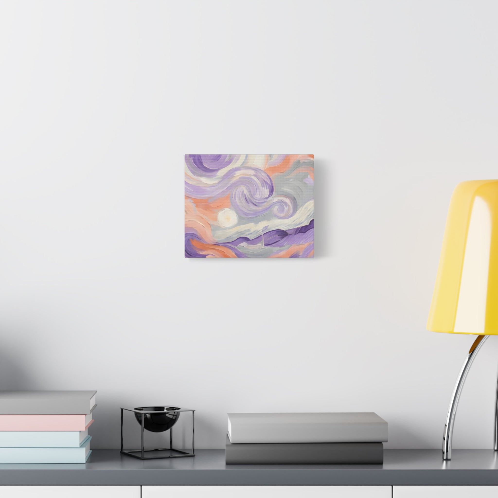Abstract Swirl Canvas Art – Lavender & Peach Matte Stretched Canvas