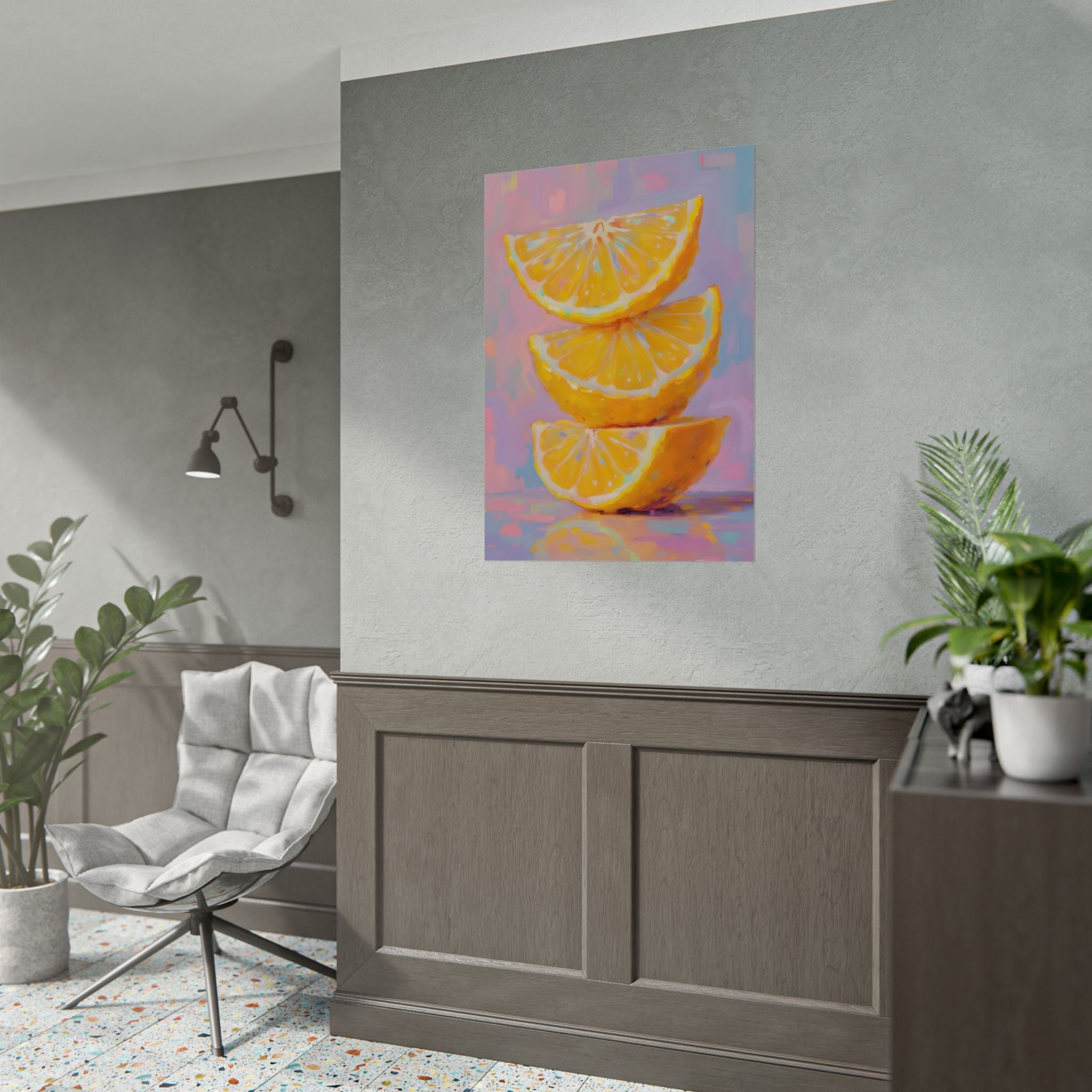 Citrus Slice - Stacked Lemon Wall Art - Stretched Poster