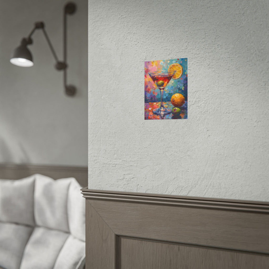 Colorful martini glass with lemon and olive Wall Art - Poster