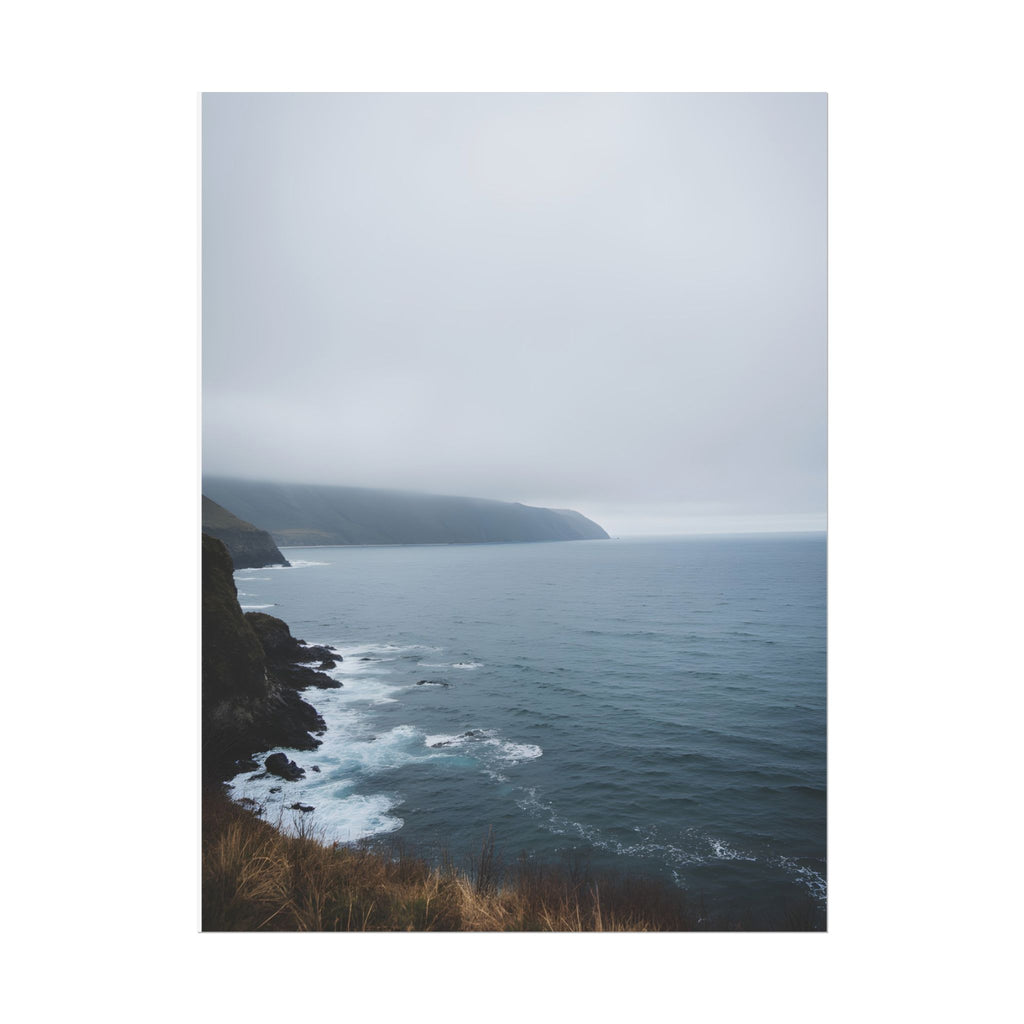 Foggy Coastal Cliff Wall Art  - Poster