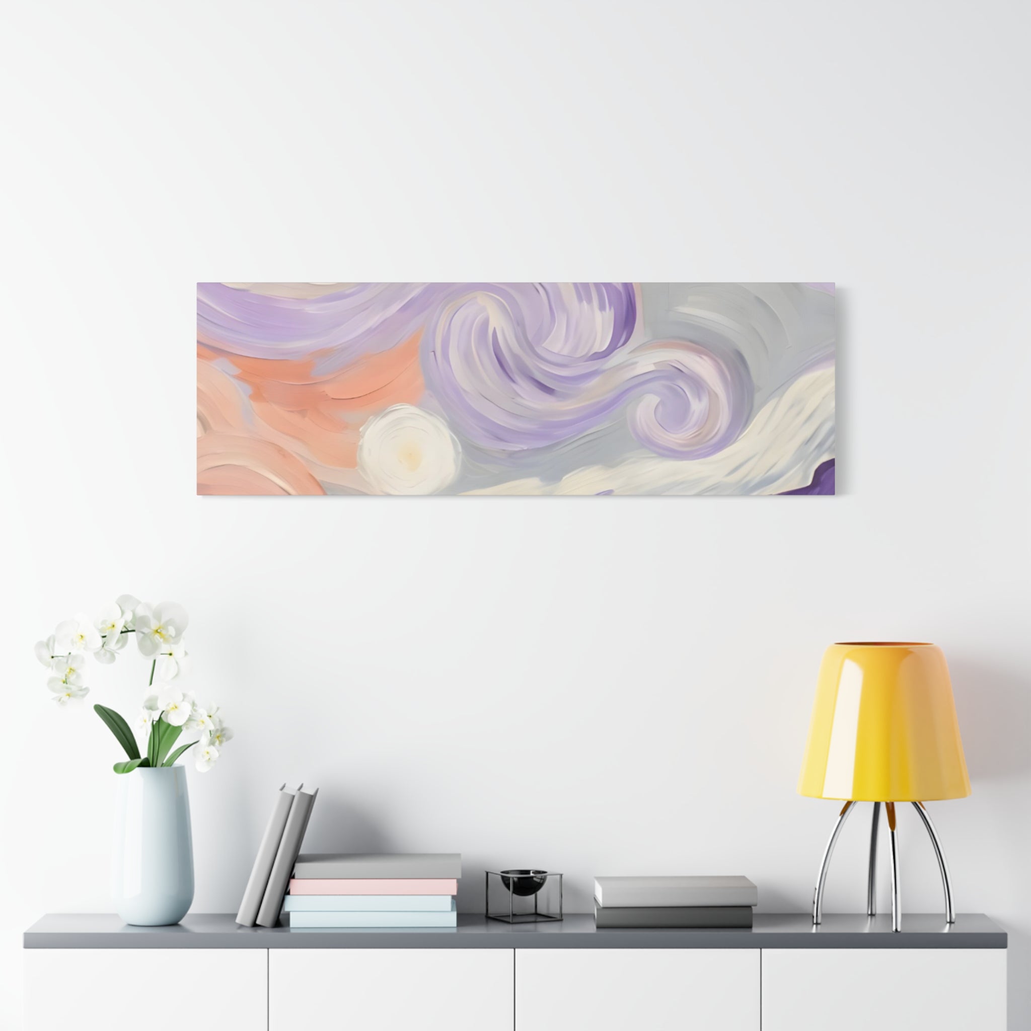 Abstract Swirl Canvas Art – Lavender & Peach Matte Stretched Canvas