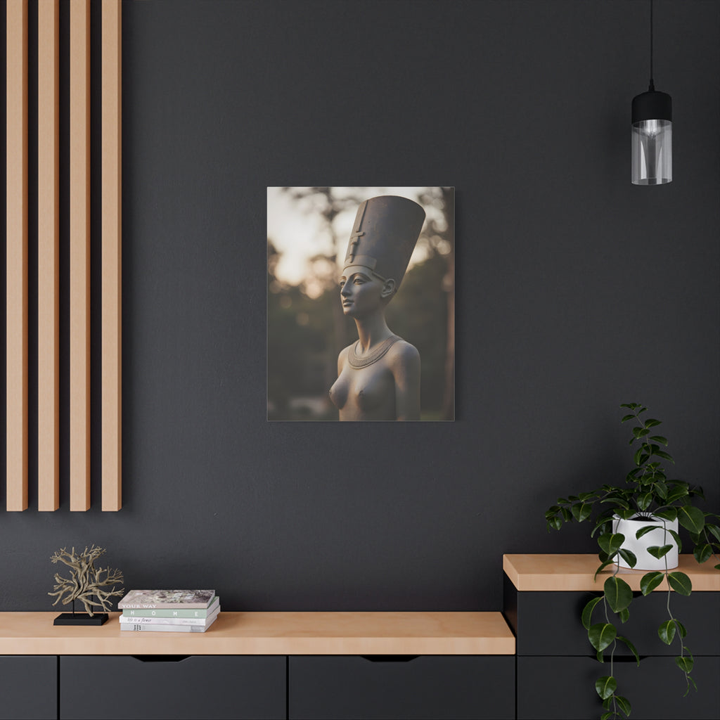 Nefertiti Bronze Statue Wall Art - Egyptian Sculpture Photography - Queen of Egypt - Stretched Canvas