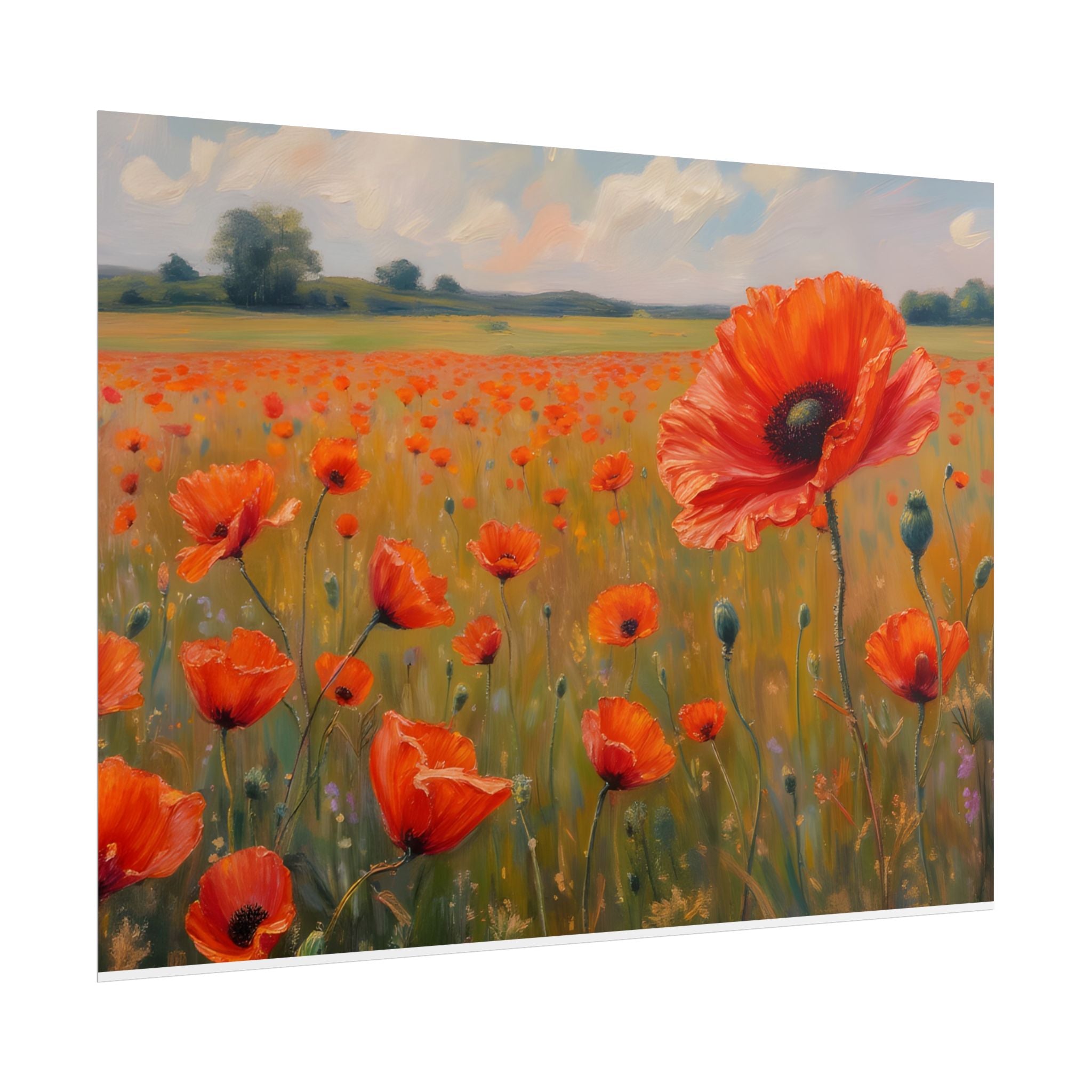 Poppy Field Kunstposter - Opgerolde Bloemen Muurprint voor Huis & Kantoor