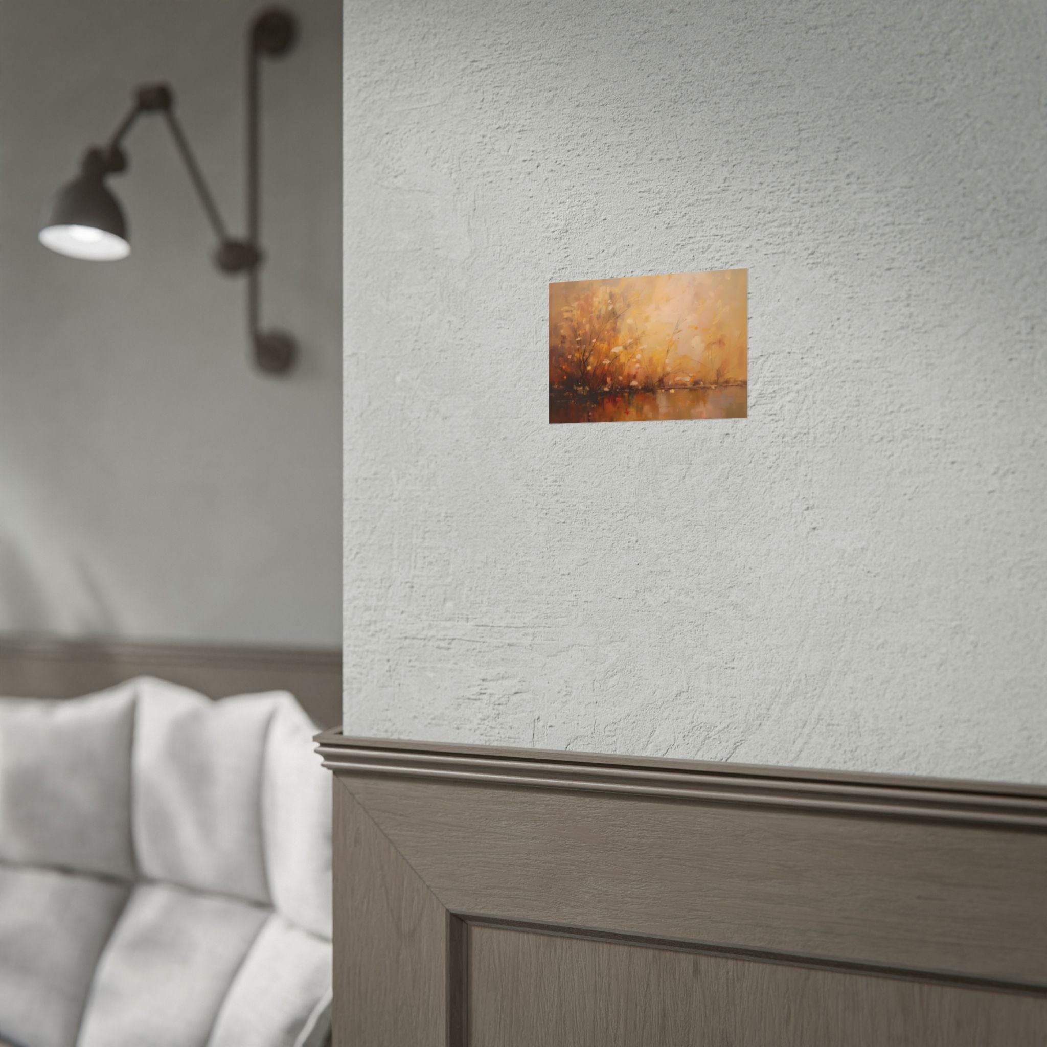 Abstracte muurdecoratie met gouden weidemotief - Poster 