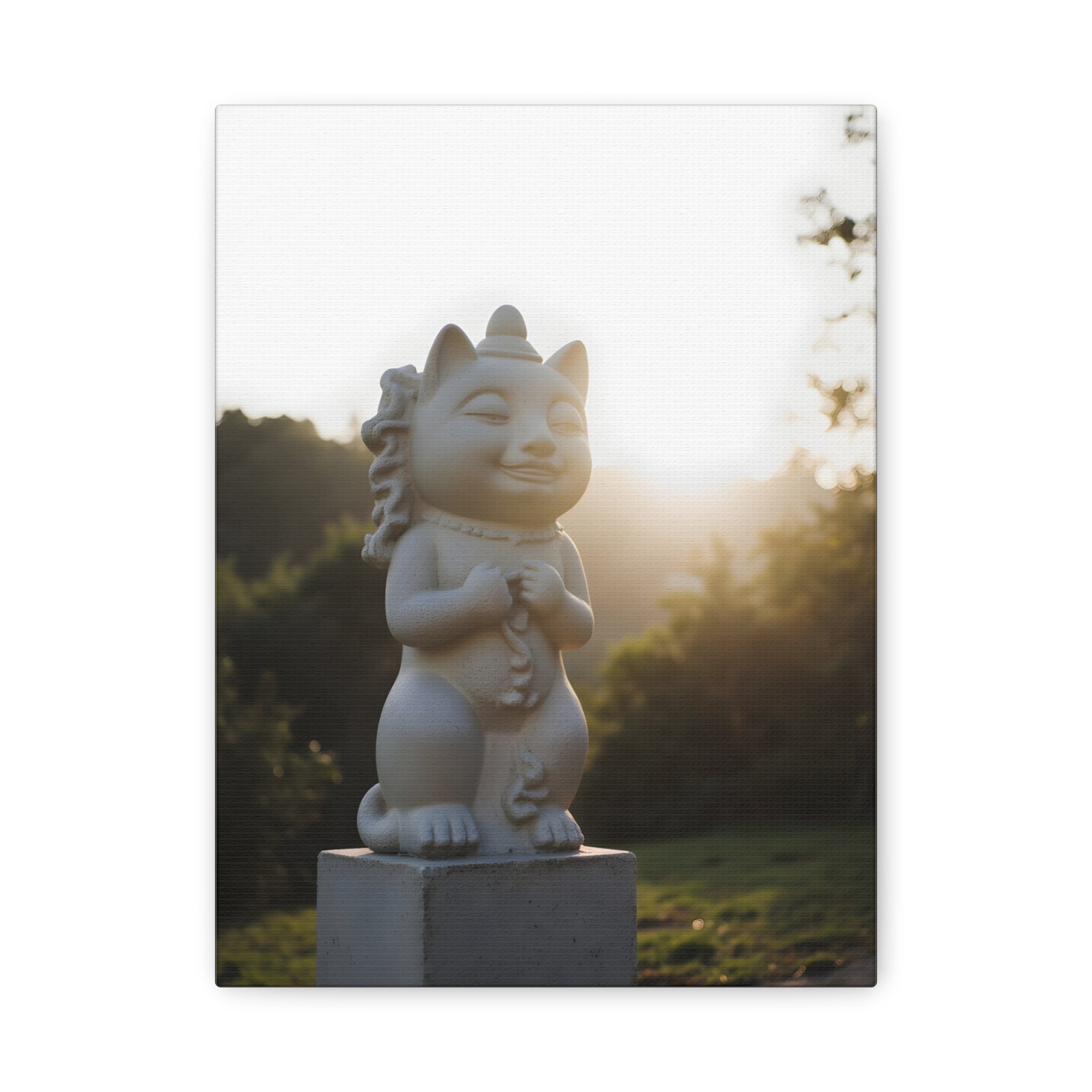 Sunlit Lucky Cat Wall Art - Stretched Canvas