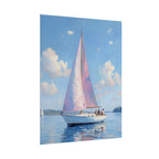 Sailing boat on calm water with pink accents - Poster