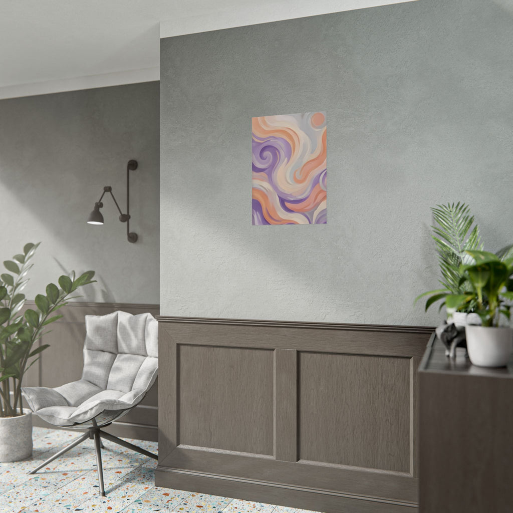 Abstract Swirl Poster - Peach & Lavender Fluid Art Rolled Wall Print