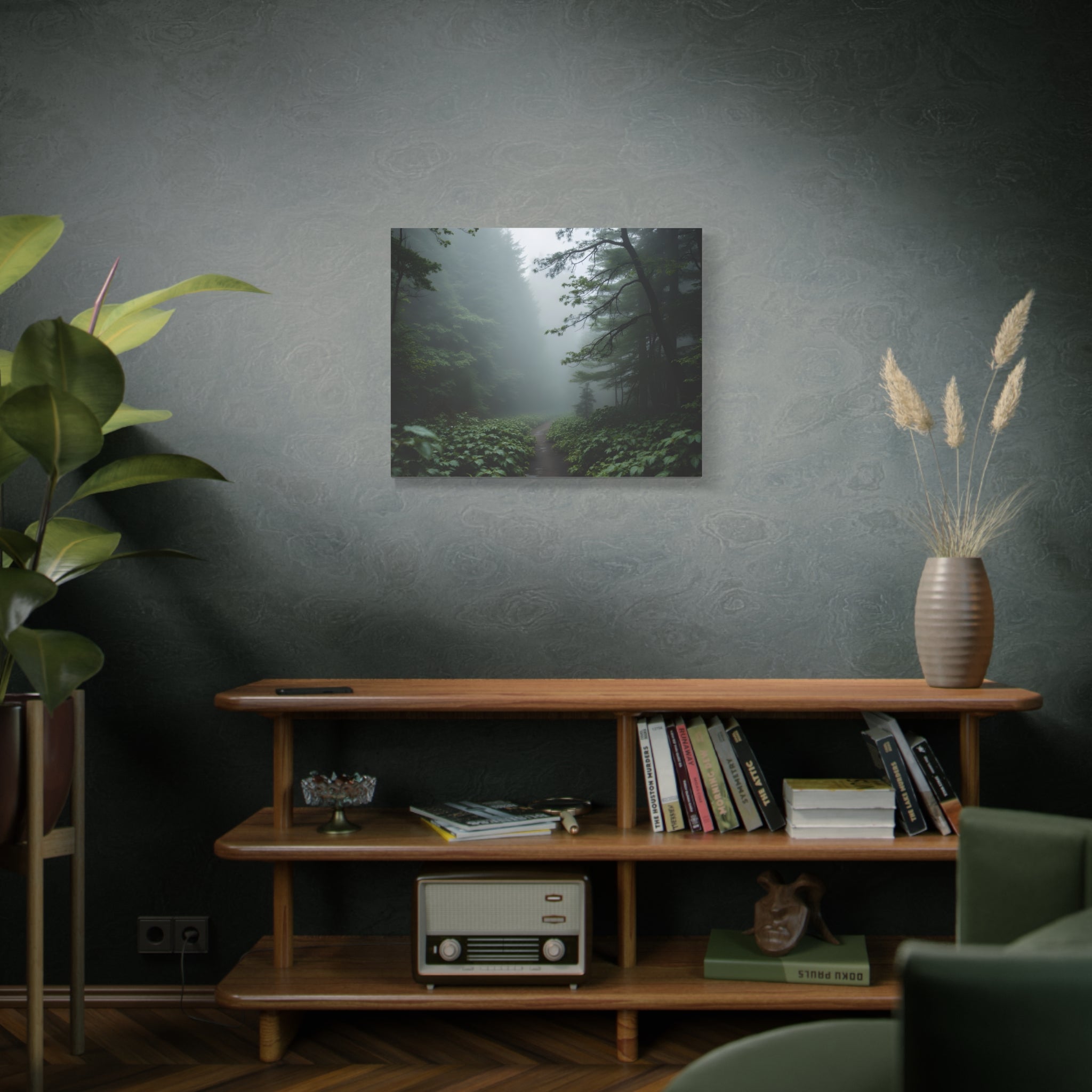 Misty Forest Path  Stretched Wall Art - Canvas Print