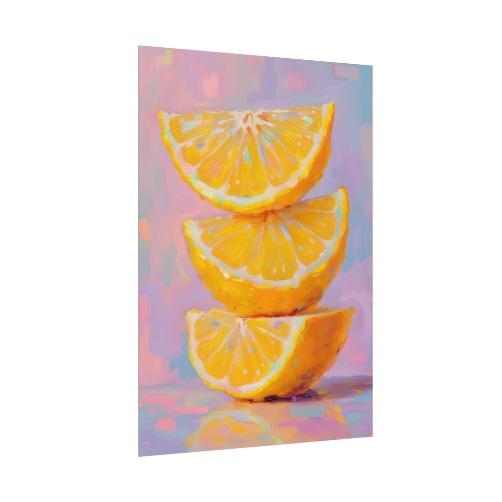 Citrus Slice - Stacked Lemon Wall Art - Stretched Poster