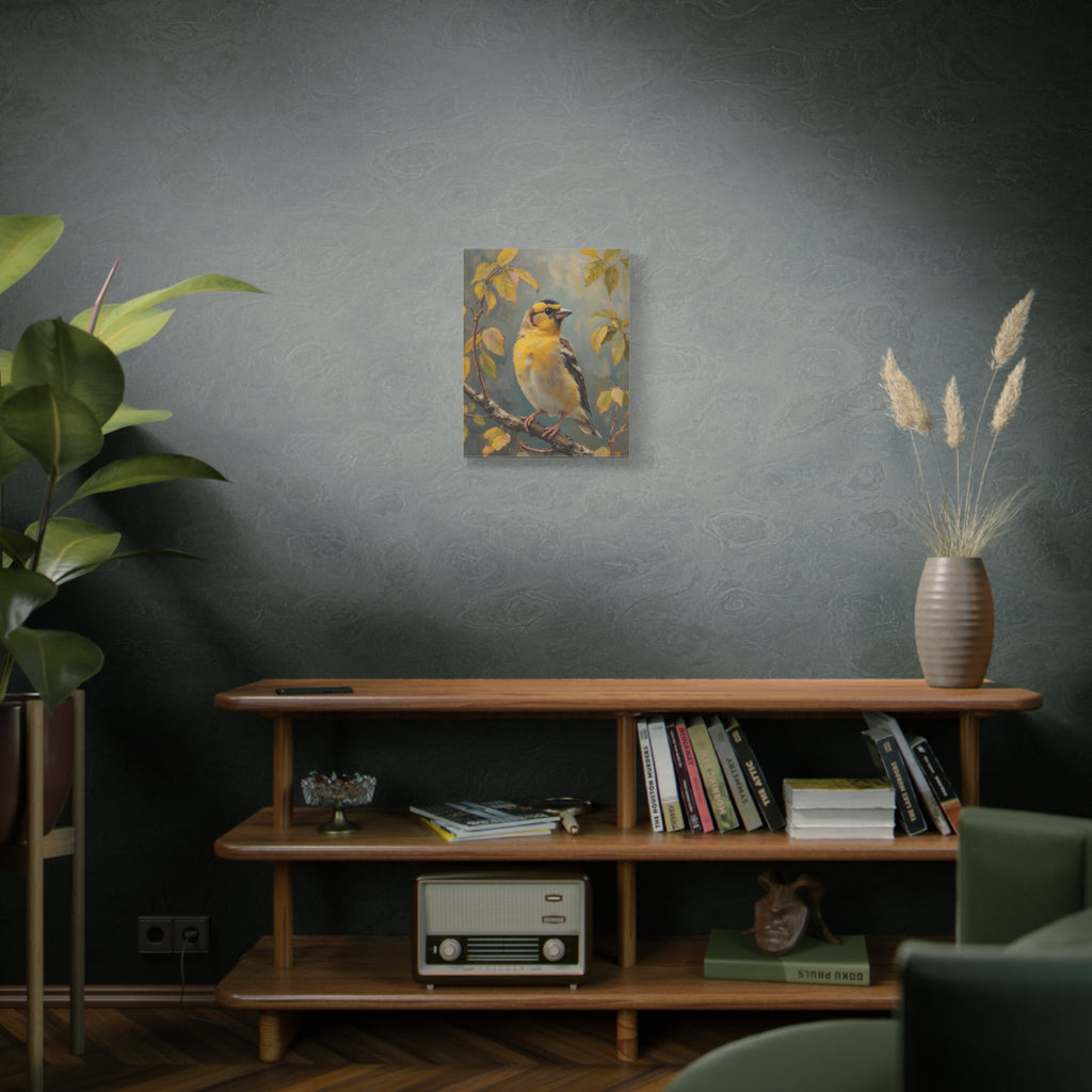 Goldfinch on a branch Wall Art - Stretched Canvas