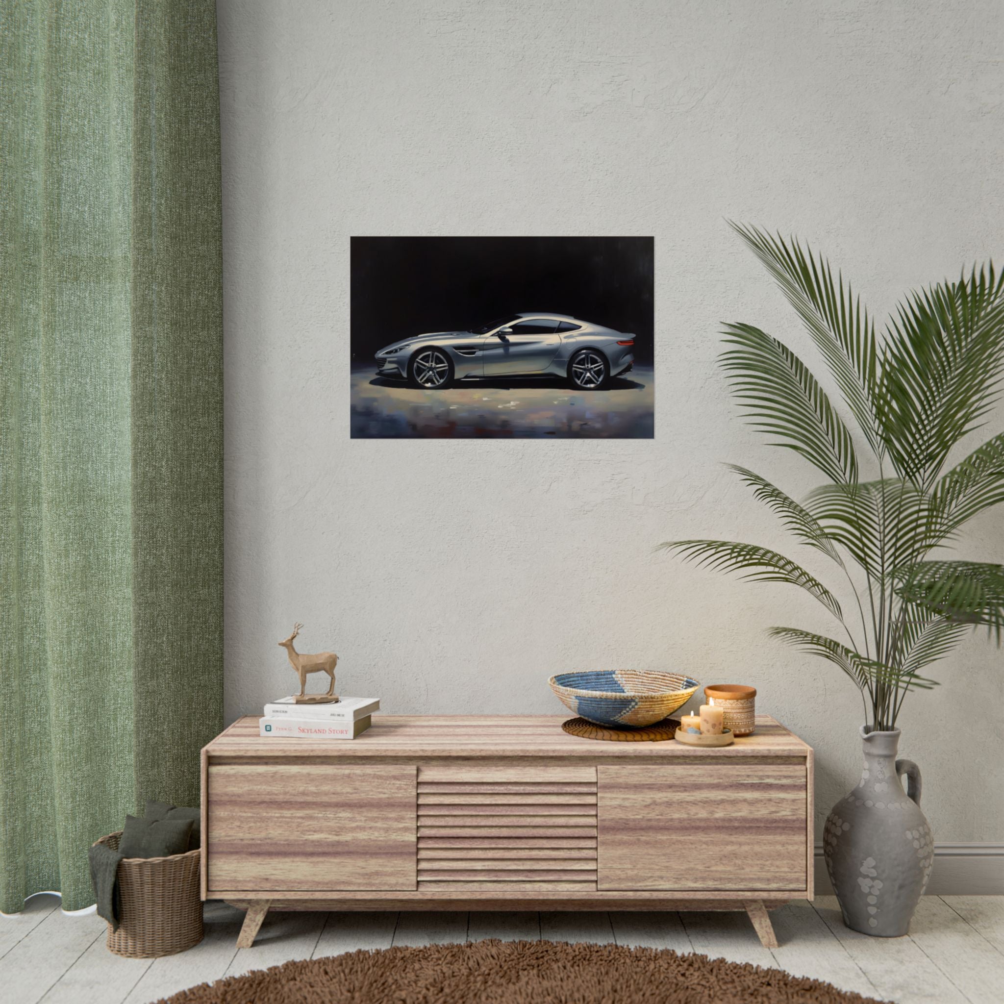 Sportwagen Poster - Zilveren GT Automotive Kunstprint (Opgerolde Poster)