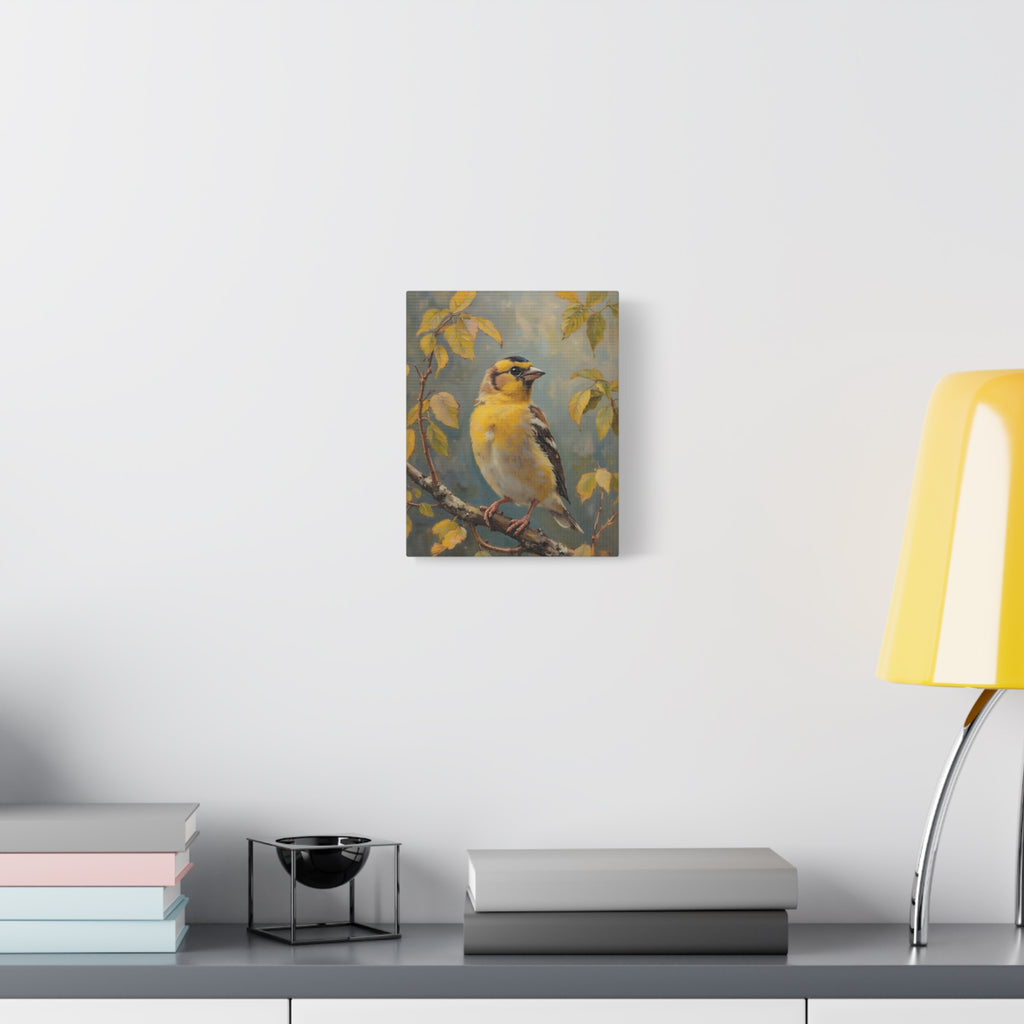 Goldfinch on a branch Wall Art - Stretched Canvas