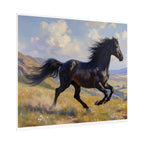 Running Black Stallion Wall Art - Horse Painting - Poster