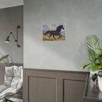 Running Black Stallion Wall Art - Horse Painting - Poster