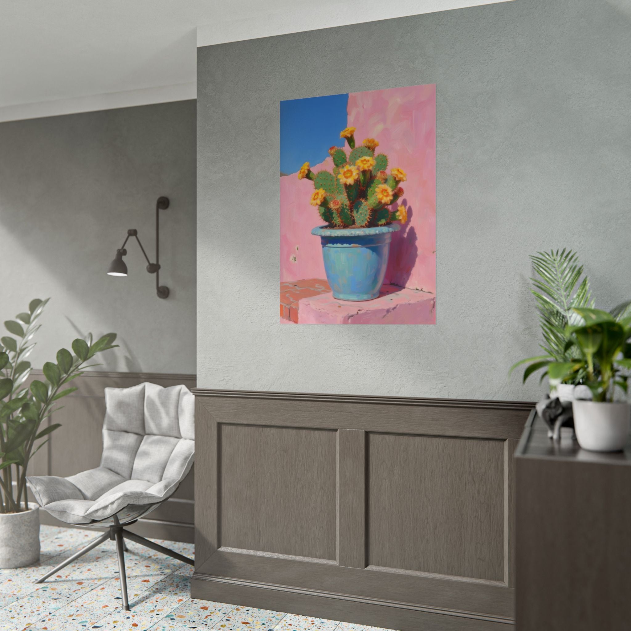 Cactus Roze Muurdecoratie - Poster 