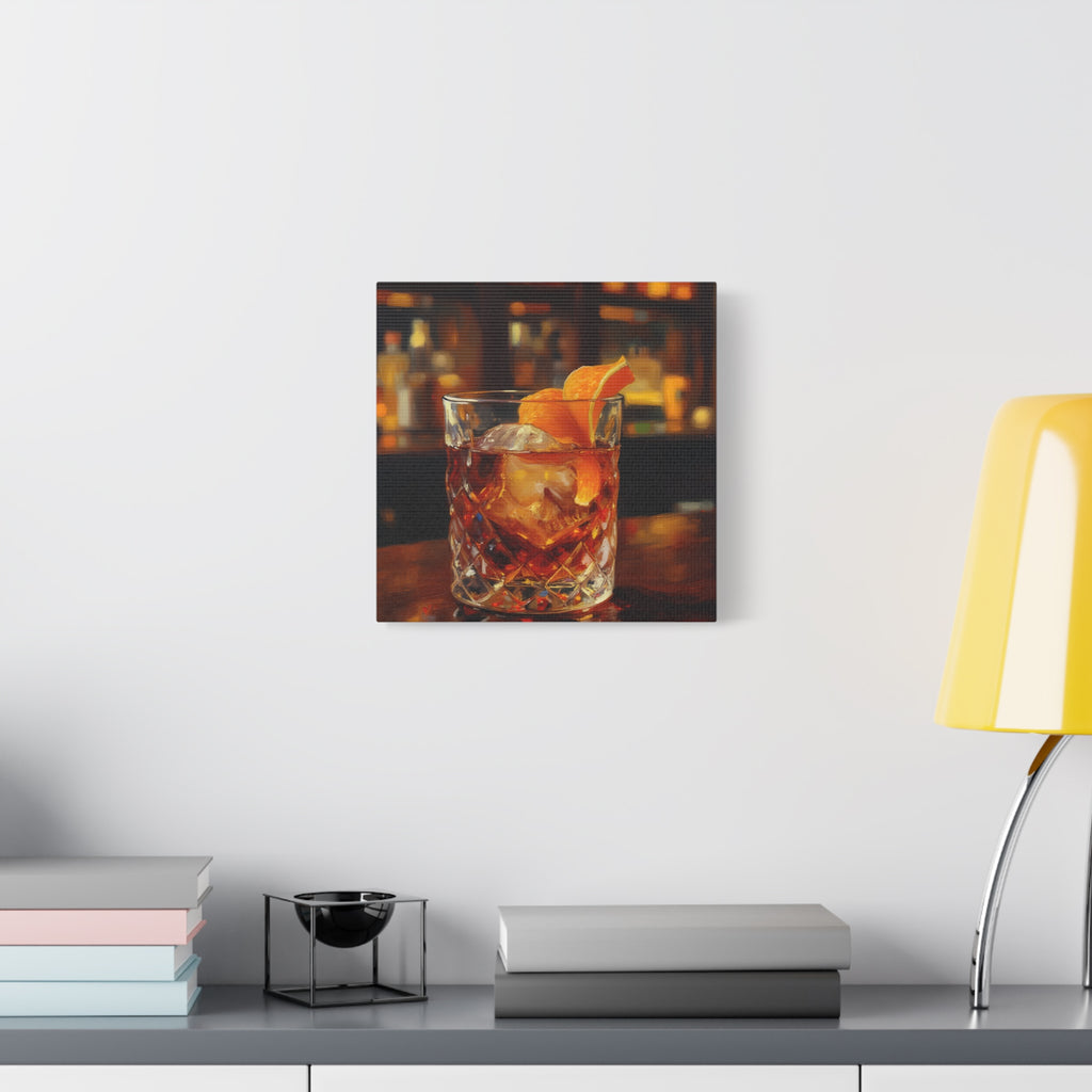 Whisky on Ice Wall Art -  Bar & Home Decor - Stretched Canvas