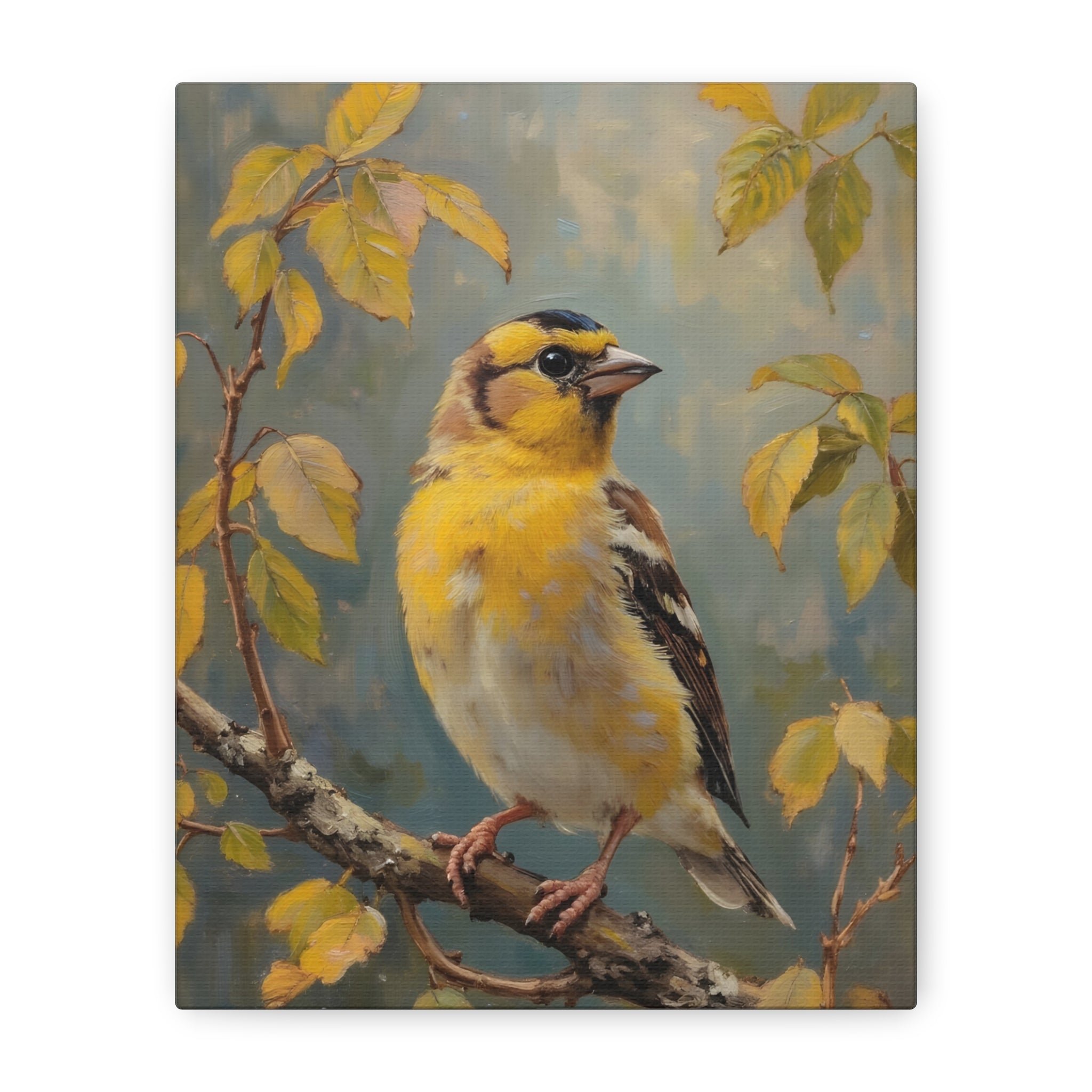 Goldfinch on a branch Wall Art - Stretched Canvas