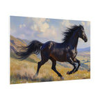Running Black Stallion Wall Art - Horse Painting - Poster
