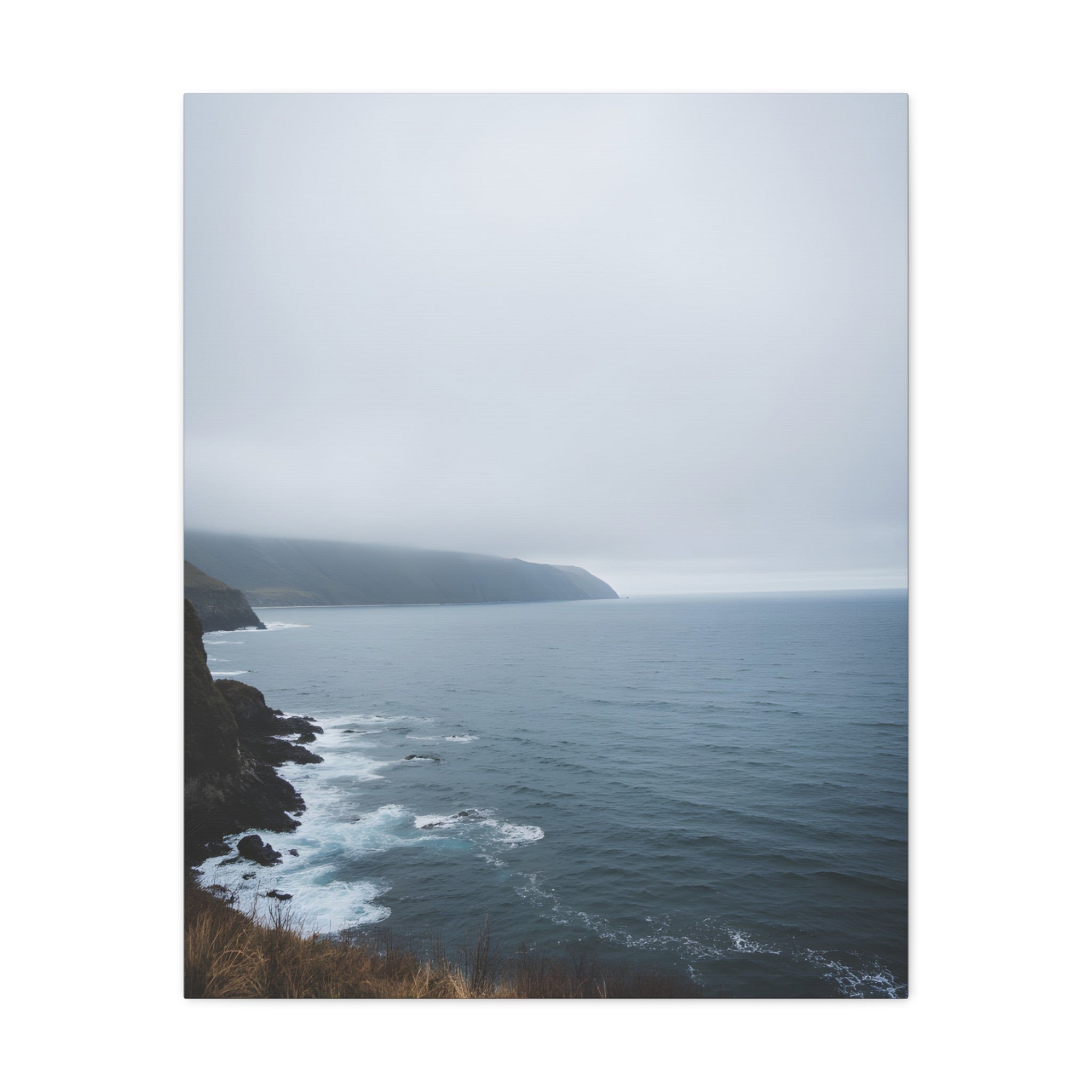 Foggy Coastal Cliff Wall Art  - Stretched Canvas