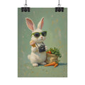 Green Bunny Rolled Poster — Cool Bunny with Camera Art Print