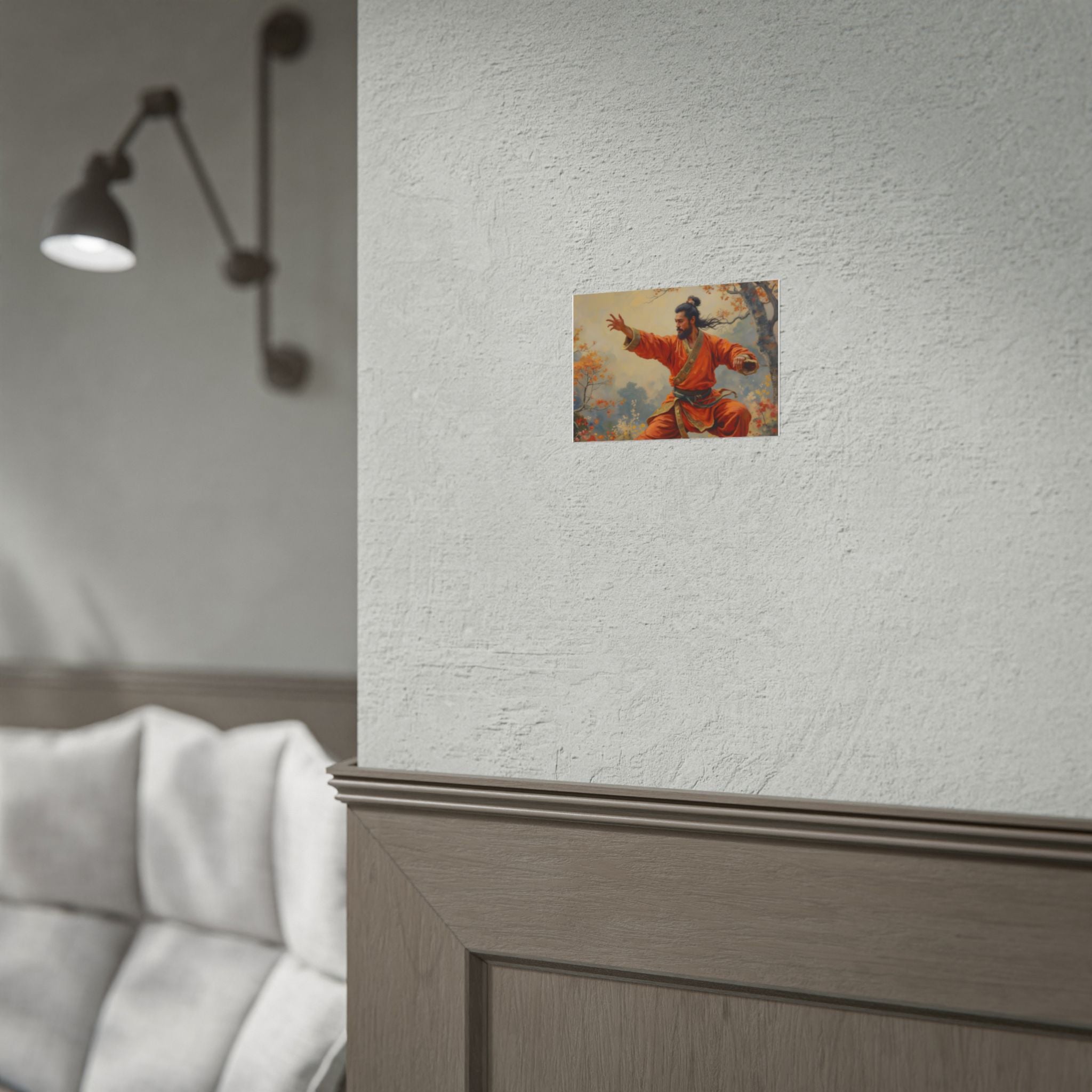 Martial Artist Art Poster - Krijger in Oranje Traditionele Kung Fu Muurkunst