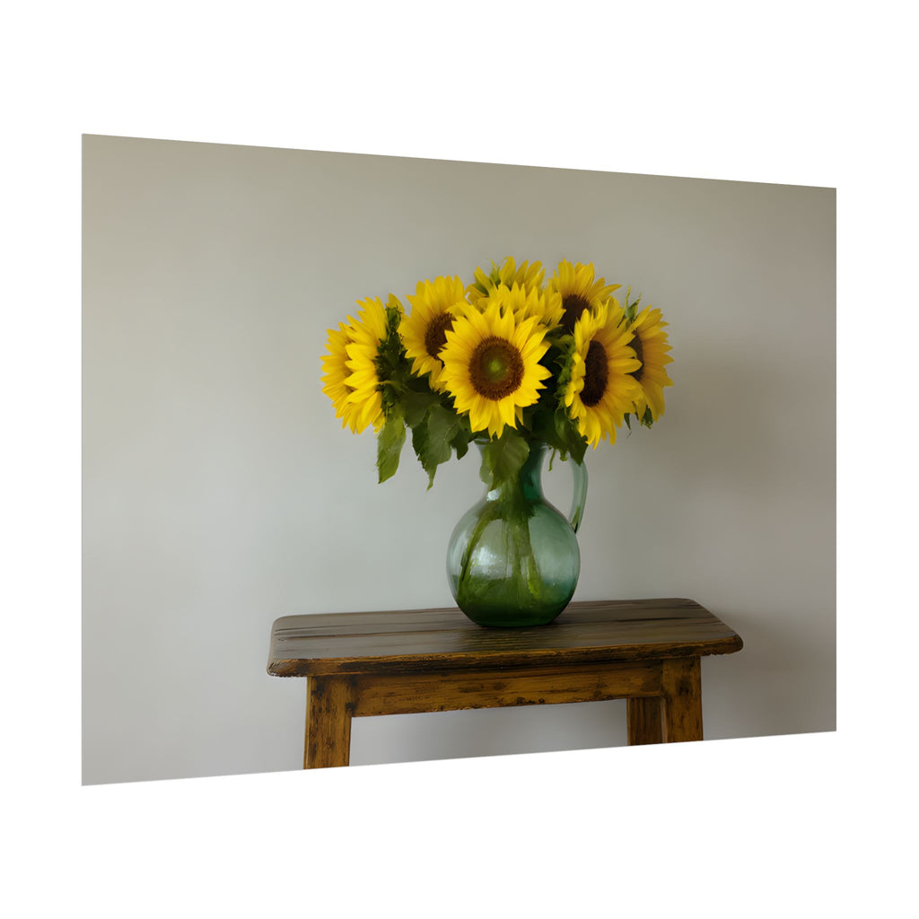 Sunflowers in Green Pitcher Wall Art - Poster
