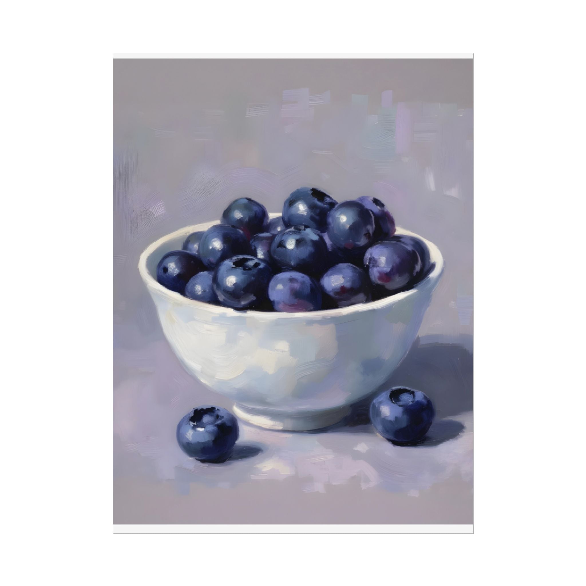 Blauwe Bessen Kom Poster — Stilleven Fruit Kunstprint (Opgerolde Poster)