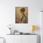 Asian Floral Lady Wall Art - Stretched Canvas