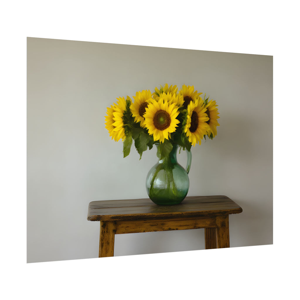 Sunflowers in Green Pitcher Wall Art - Poster