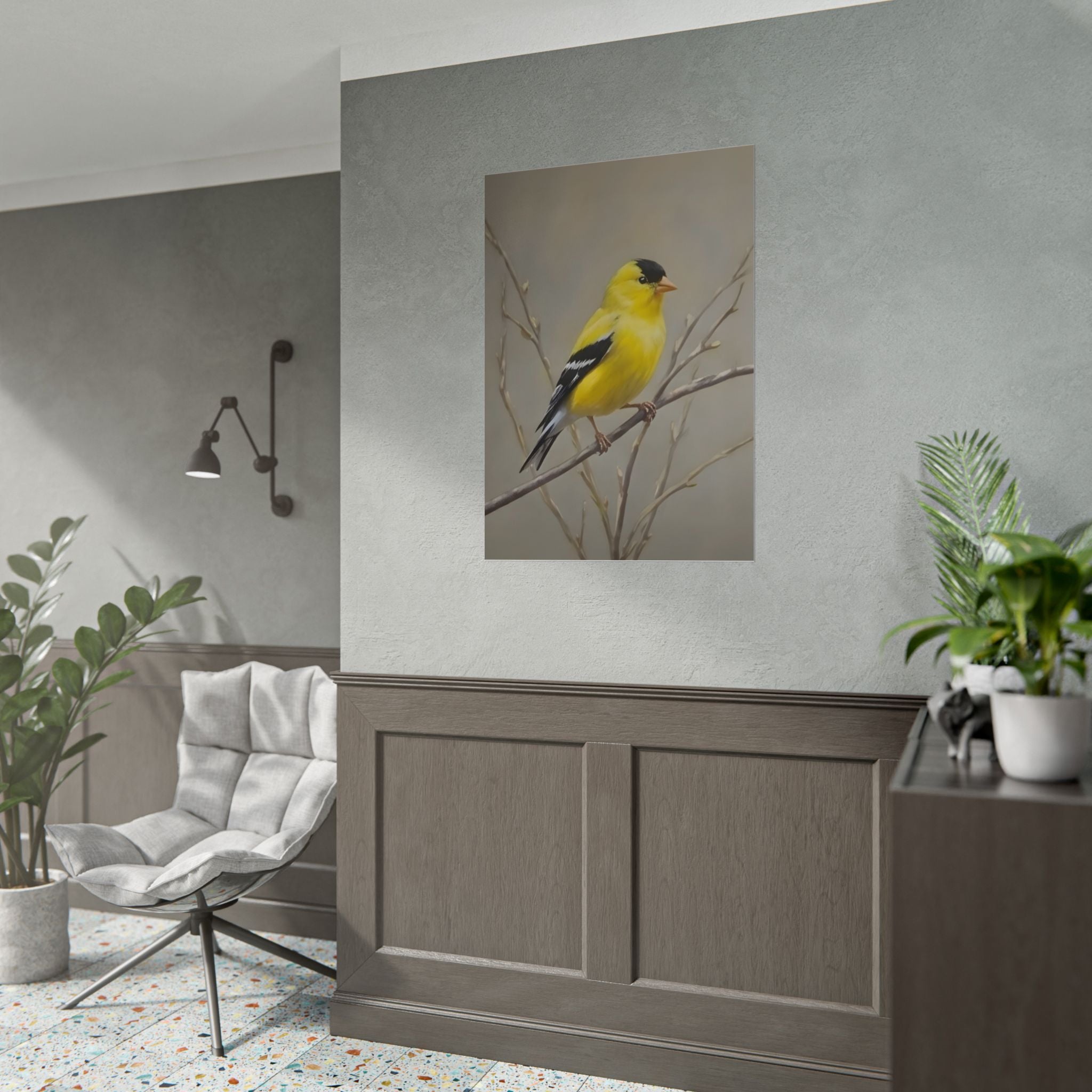 Goldfinch Art Poster - Yellow Songbird Print for Nature Lovers