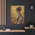 Asian Floral Lady Wall Art - Stretched Canvas