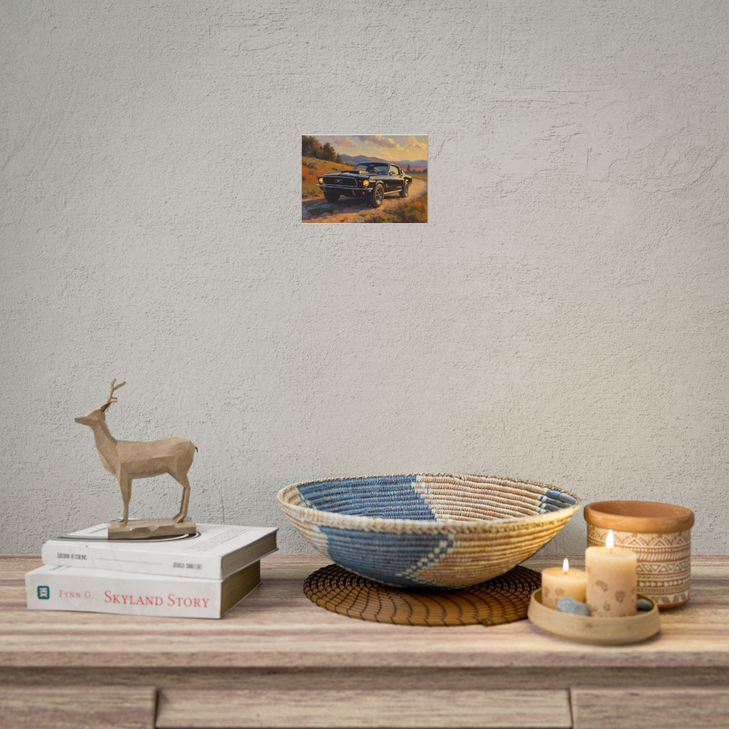 Vintage Mustang Sunset Wall Art - Classic Muscle Car - Poster