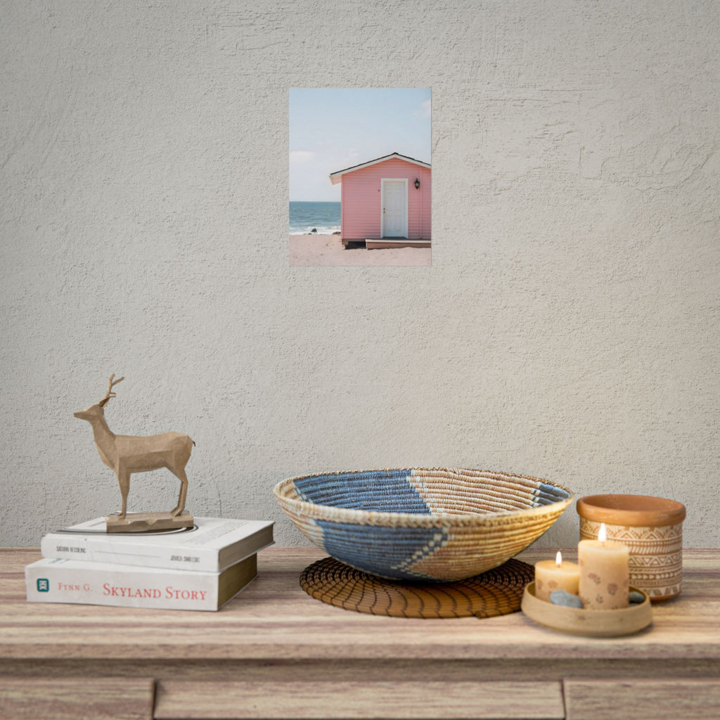 Pink Beach Cottage  Wall Art - Poster
