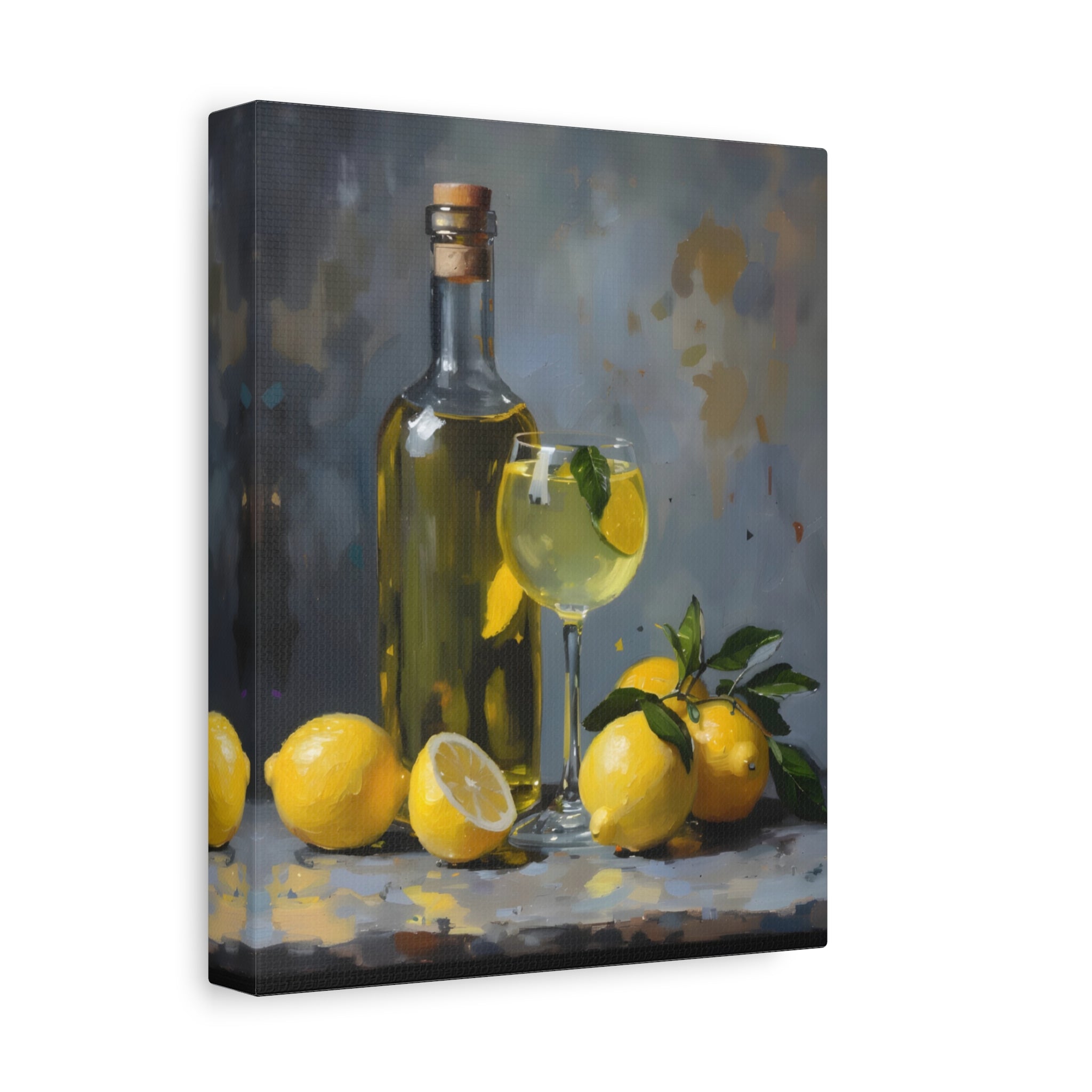 Limoncello with lemons Still Life Matte Canvas Wall Art