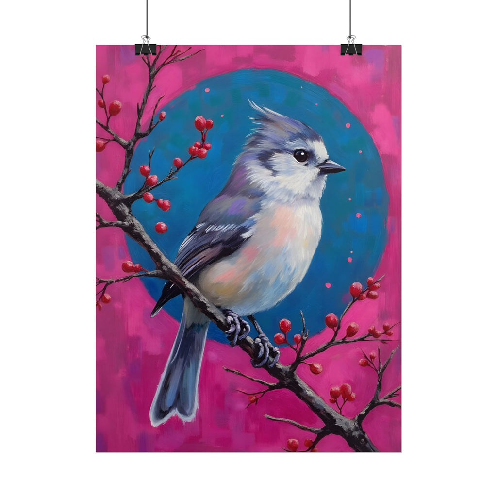 Blue jay on a holly branch Wall Art - Poster