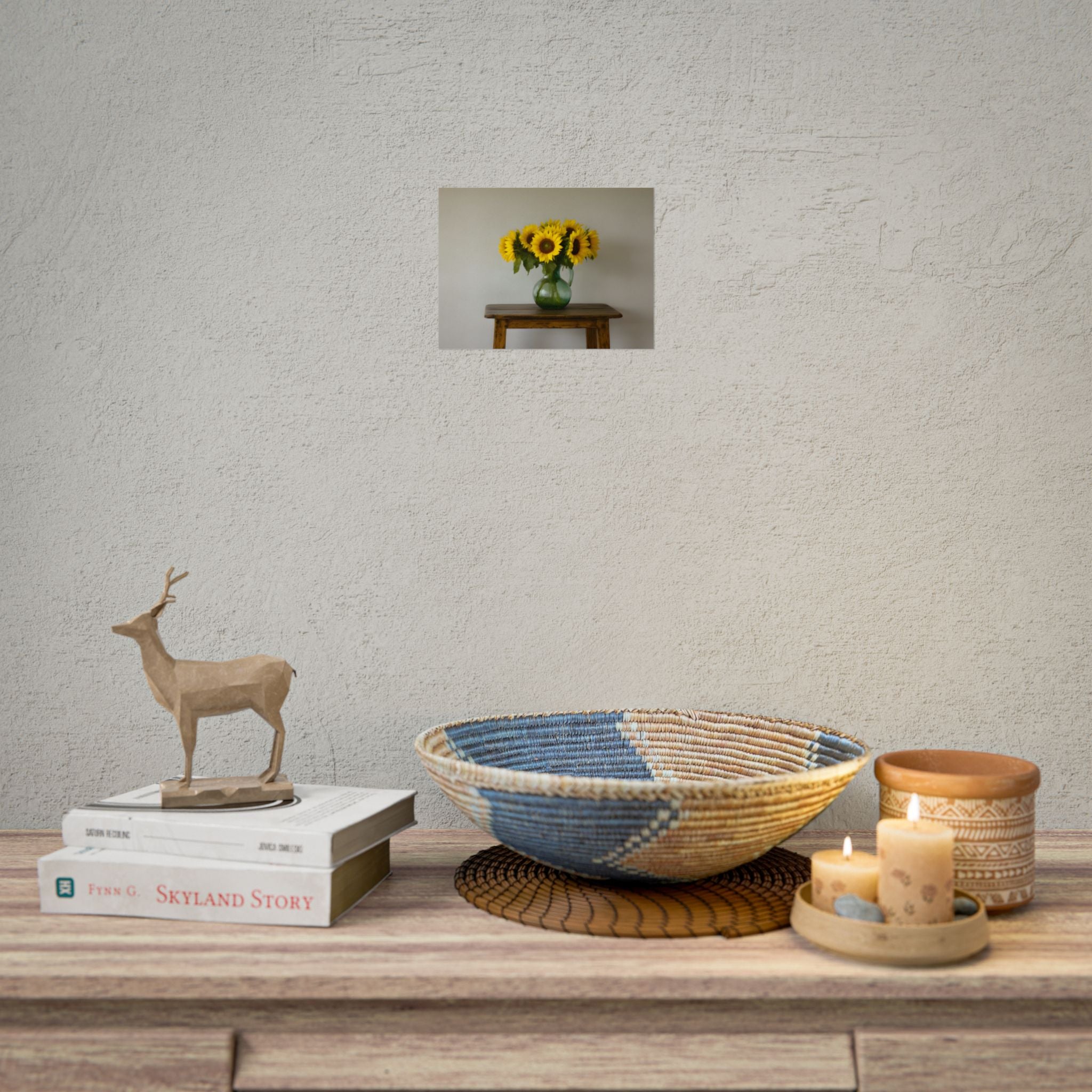 Sunflowers in Green Pitcher Wall Art - Poster