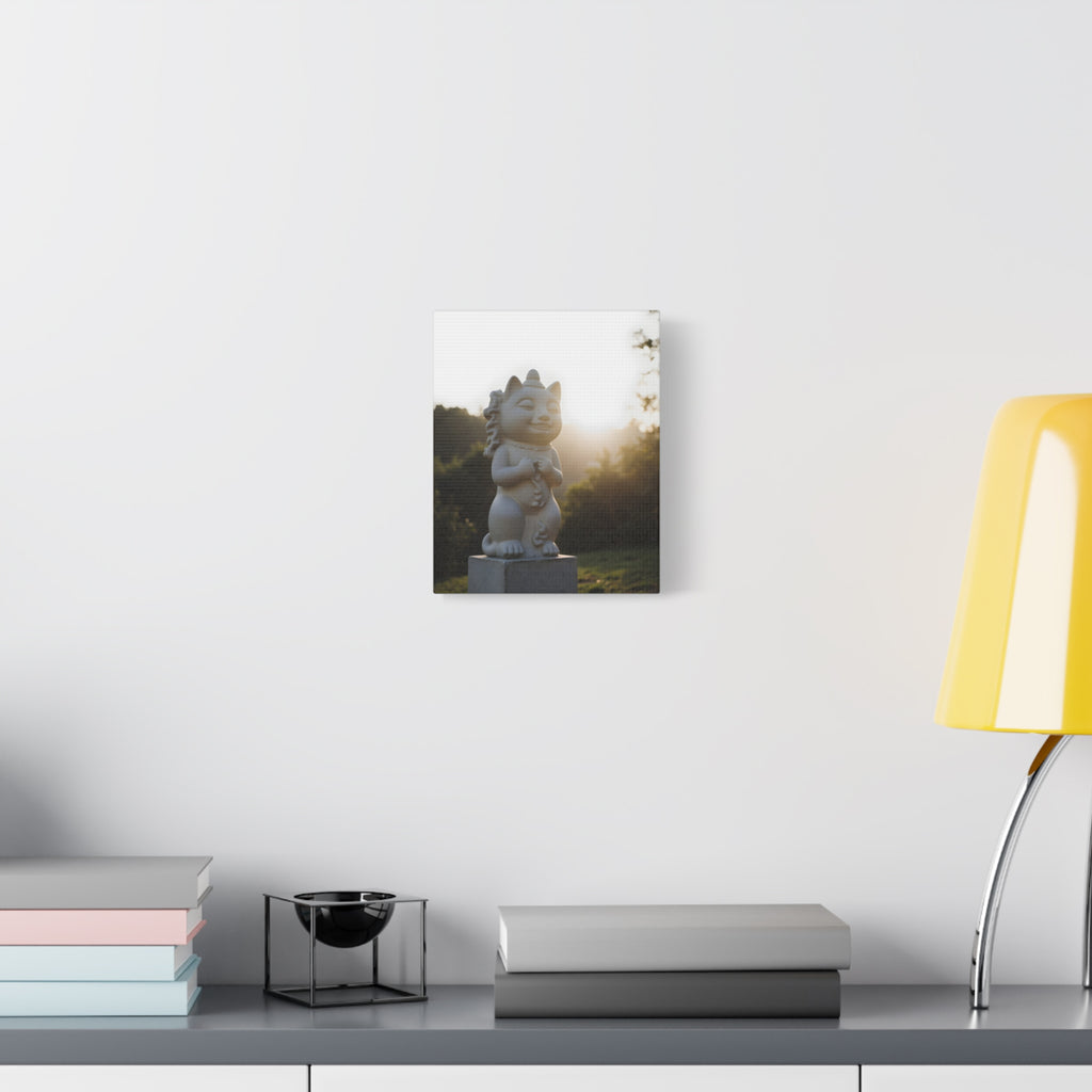 Sunlit Lucky Cat Wall Art - Stretched Canvas